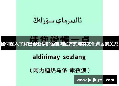 如何深入了解巴舒亚伊的语言沟通方式与其文化背景的关系 如何深入了解巴舒亚伊的语言沟通方式与其文化背景的关系